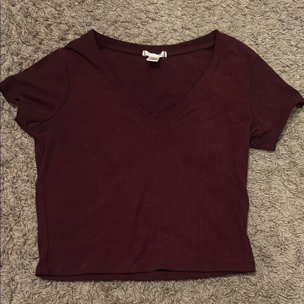 Women's V-Neck Burgundy Top